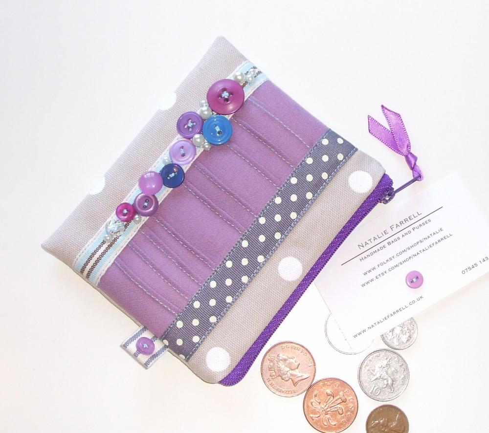 Vintage Button Purple Coin Purse on Luulla